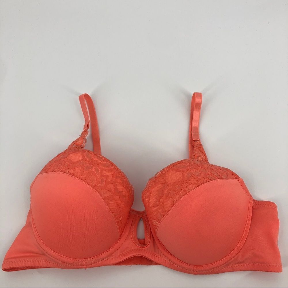 Tart Noir T-Shirt Bra 36C Lace Bright Coral Peach‎ Orange